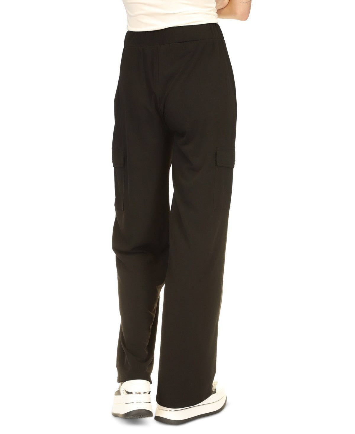 Michael Kors Women's High-Rise Wide-Leg Cargo Pants Black Size XL MSRP $98