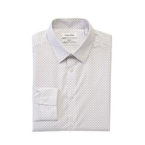 Calvin Klein Steel+Slim Fit Stretch Wrinkle Free Dress Shirt White Size 17x34/35