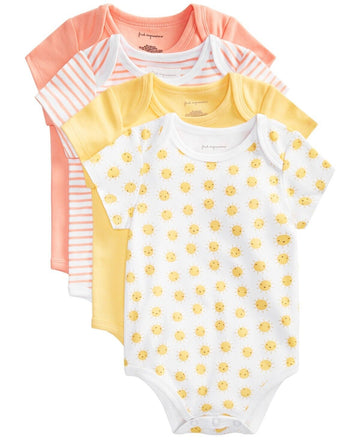 First Impressions Baby Sunshine Cotton 4 Bodysuits Yellow Size 0-3M