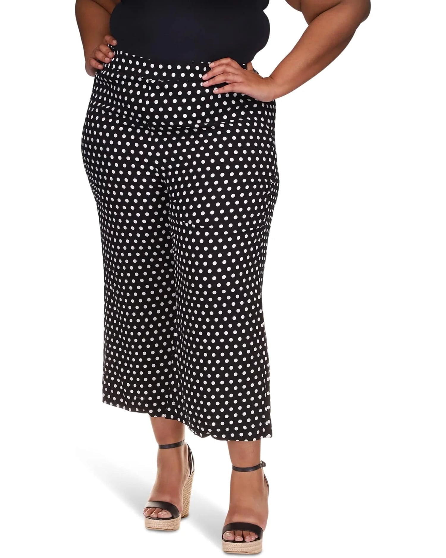 Michael Kors Polka Dot Wide Leg Pants Plus Size 24W Black