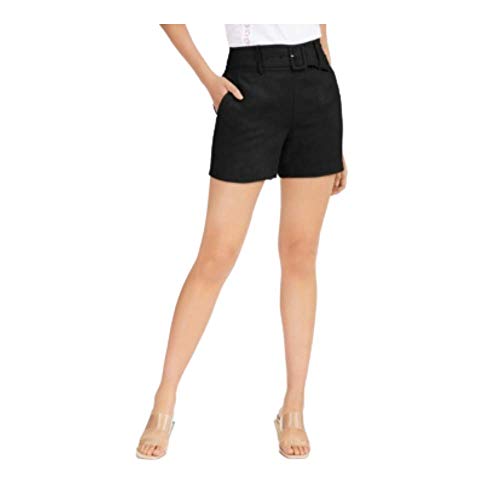 INC Womens Linen Belted Shorts Black M