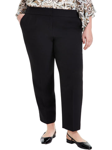 Kasper Womens Plus Pocket Straight Leg Pants Black Size 18W