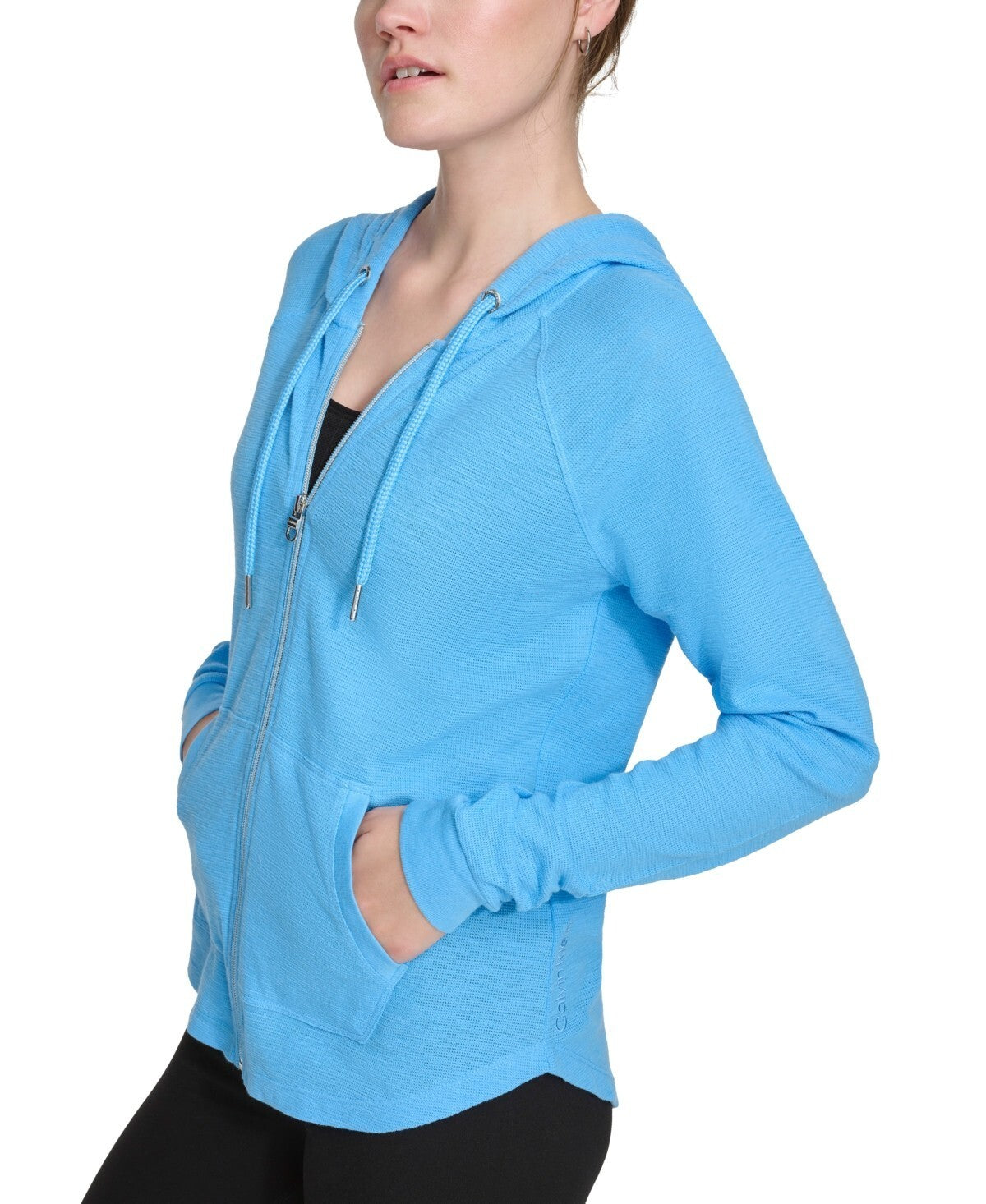 Calvin Klein Performance Ruched-Sleeve Zip Hoodie Blue Size 3X MSRP $59