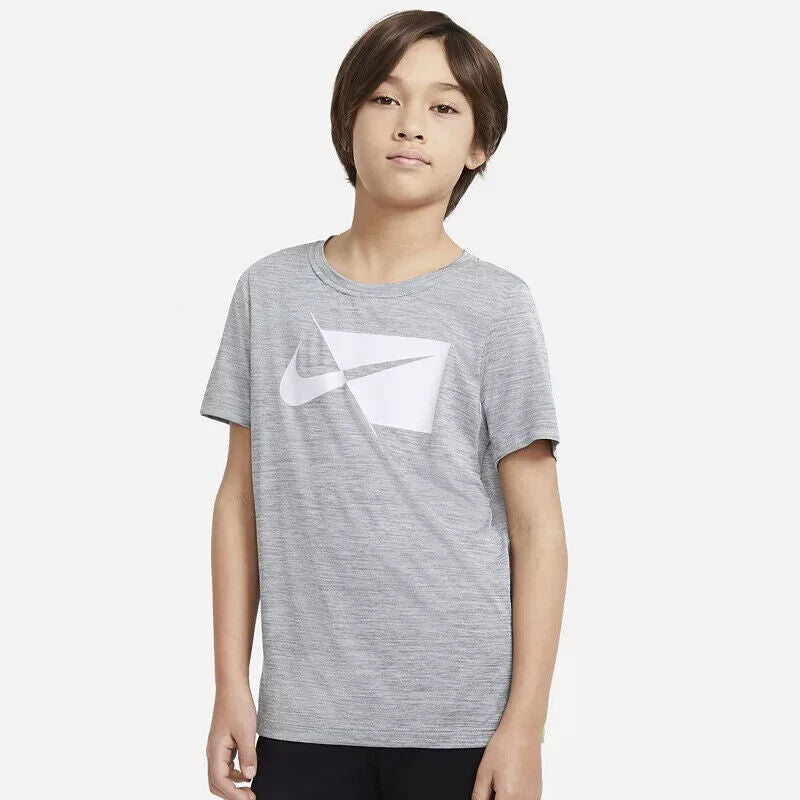 NIKE Big Boys Short-Sleeve Training Top Gray Size L