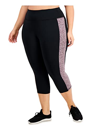 Ideology Womens Black Pocketed Active Wear Capri Leggings Plus Size 1X