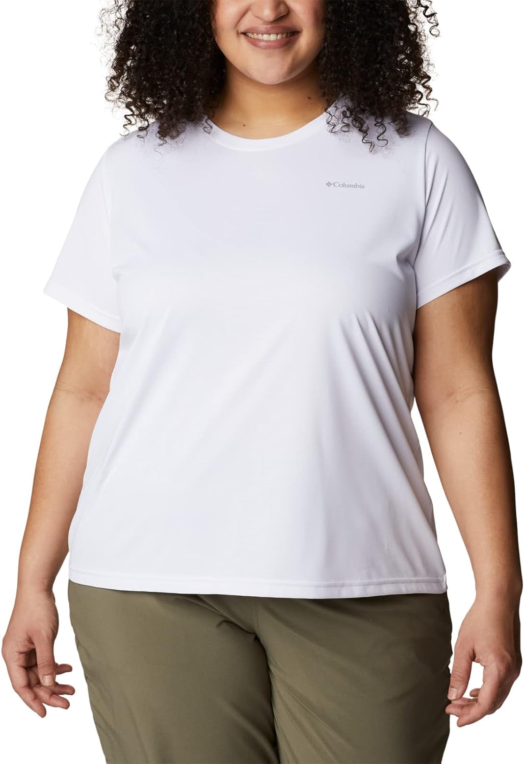 Columbia Women's Hike Short Sleeve Crew, White, Size L