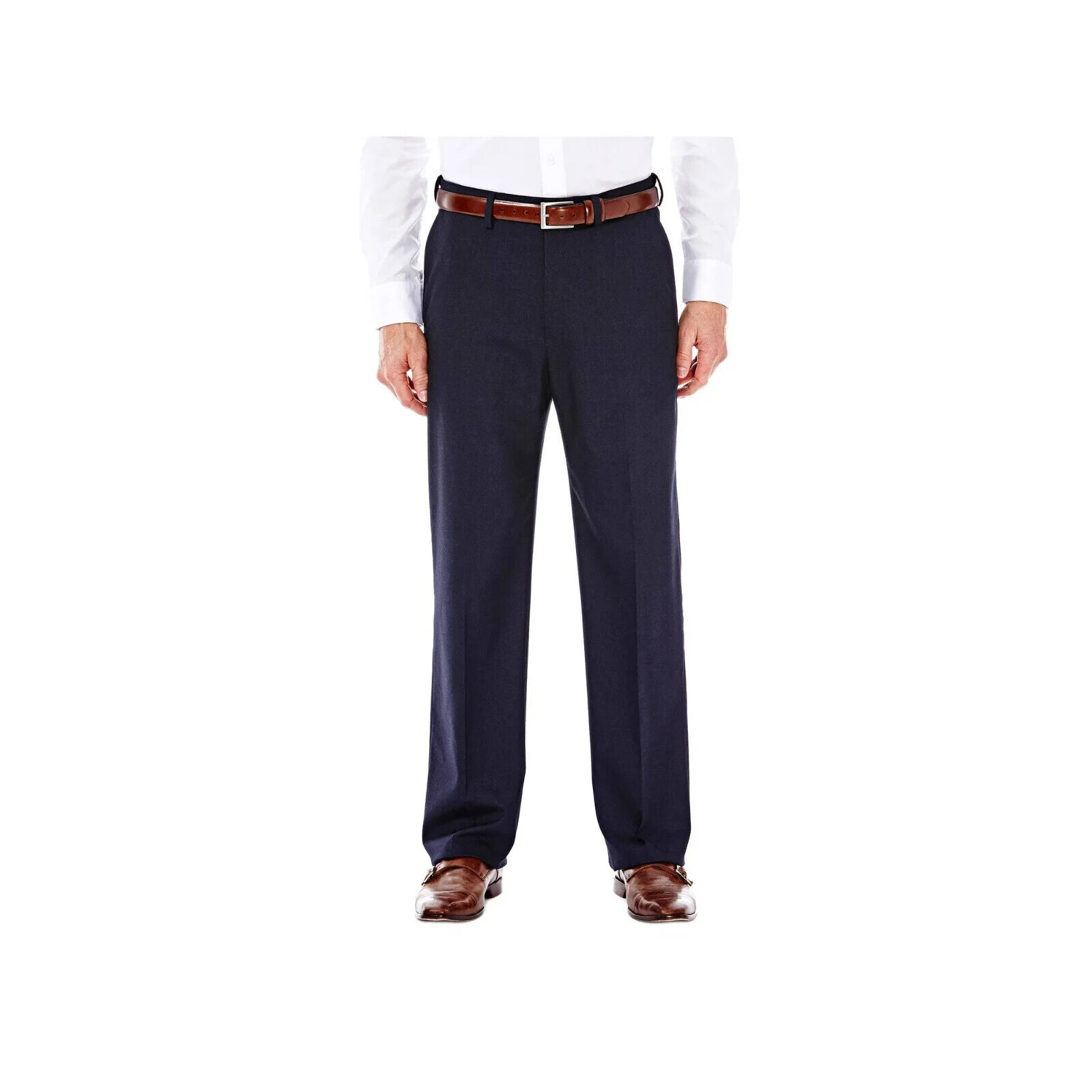 J.m. Haggar Men's Regular Fit Stretch Sharkskin Suit Pants Navy Size 34X30 $100
