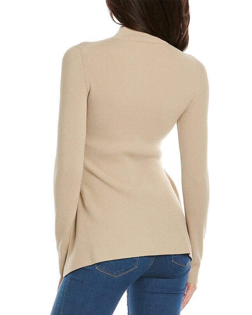 Theory Women's Side Drape Slim Sweater Beige Size S MSRP $295