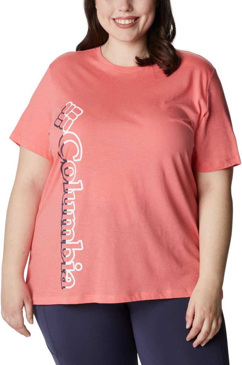 Columbia Women's Bluebird Day Relaxed Crew Neck, Salmon Heathe, Plus 1X