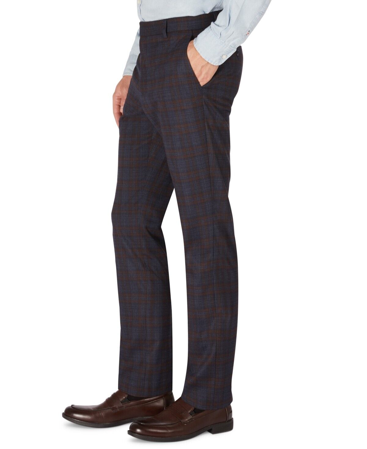 TOMMY HILFIGER Modern-Fit TH Flex Stretch Pants Size 36X32 Brown Navy MSRP $95