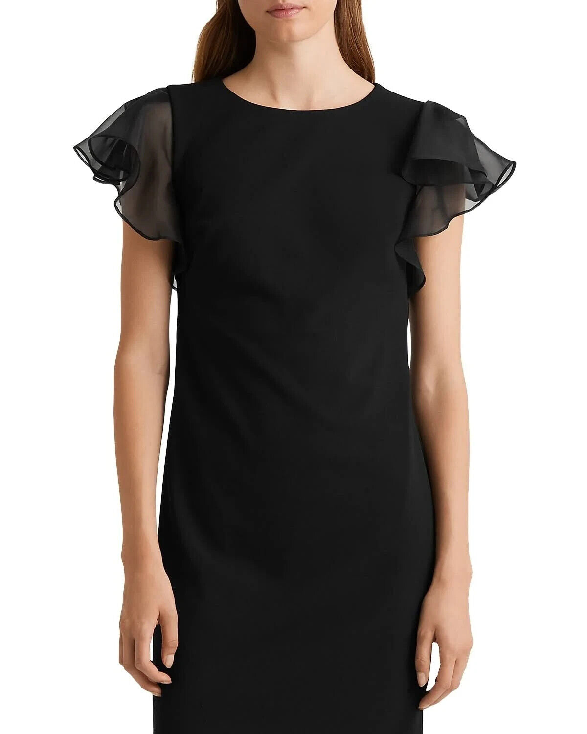 Lauren Ralph Lauren Crepe Flutter Sleeve Dress Black Size 12 MSRP $135
