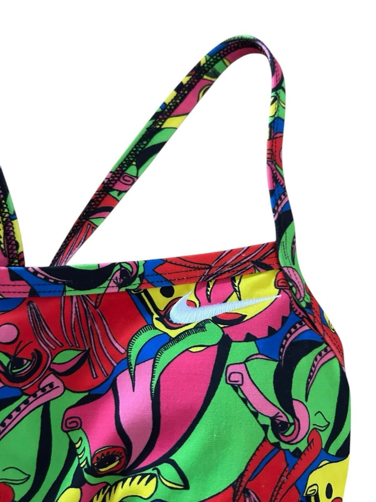 NIKE HydraStrong Racer Back Printed Women Size S One Piece Swimsuit Pink Red