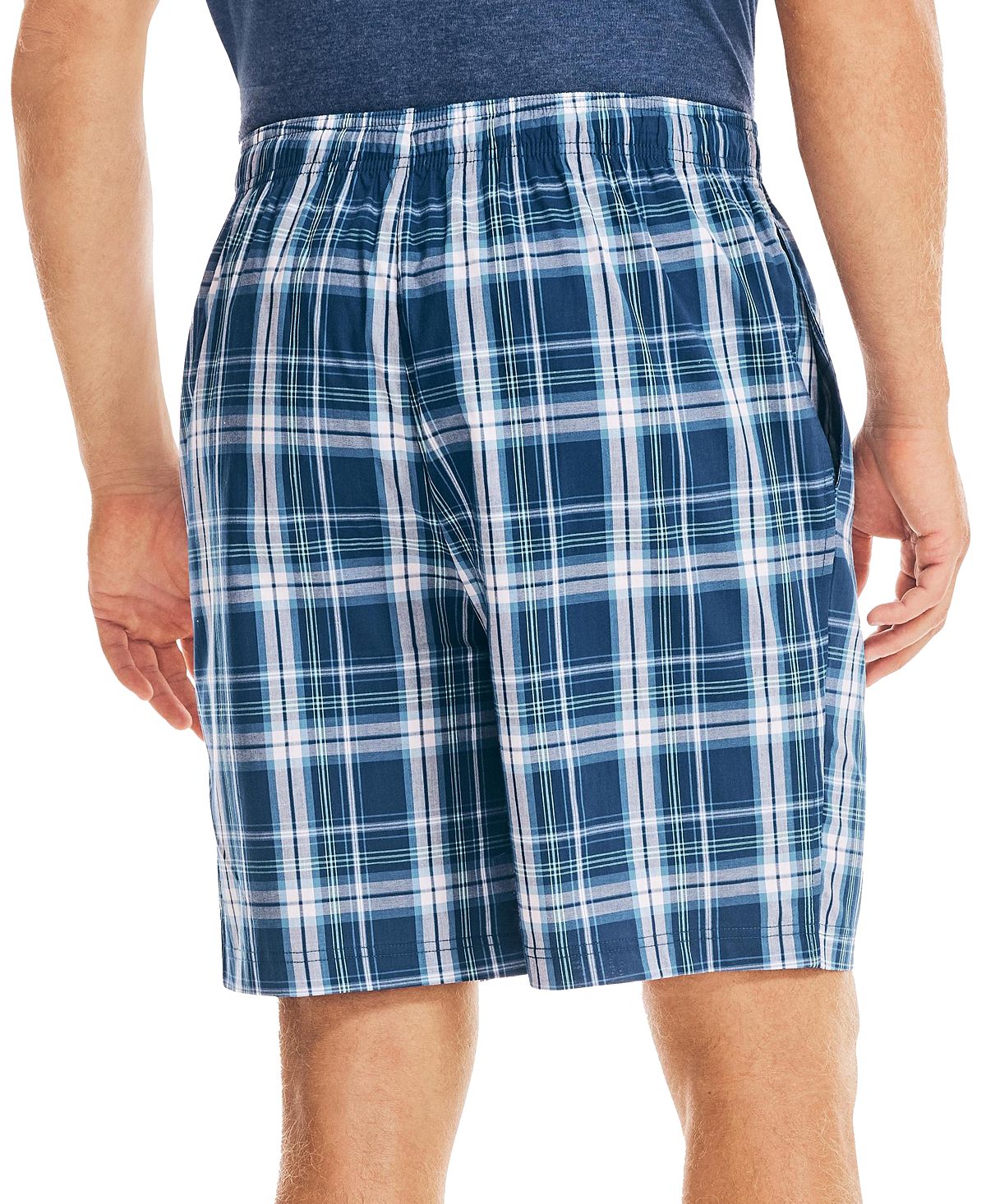 Nautica Men's Classic Fit Plaid Cotton Sleep Shorts Blue Size S
