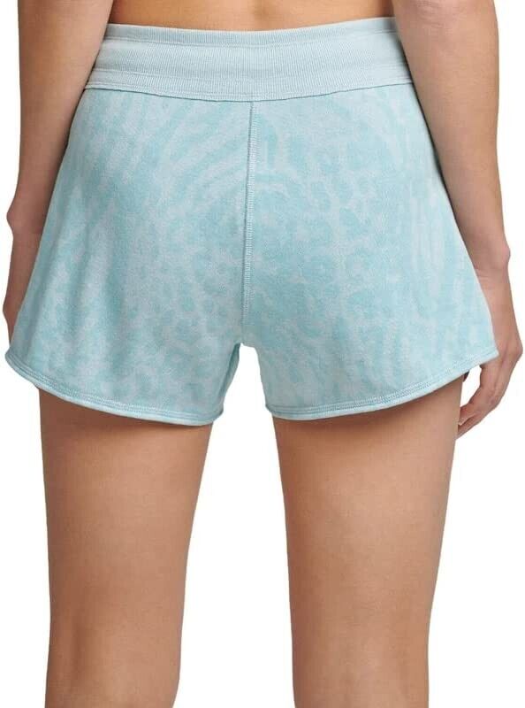 Calvin Klein Performance Womens Printed French Terry Shorts Aqua Blue Size M $40