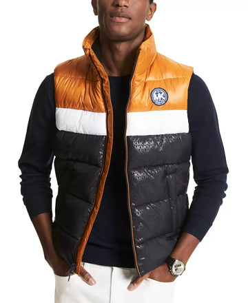 Michael Kors Men Colorblocked Logo-Print Puffer Vest Brown Size M MSRP $248