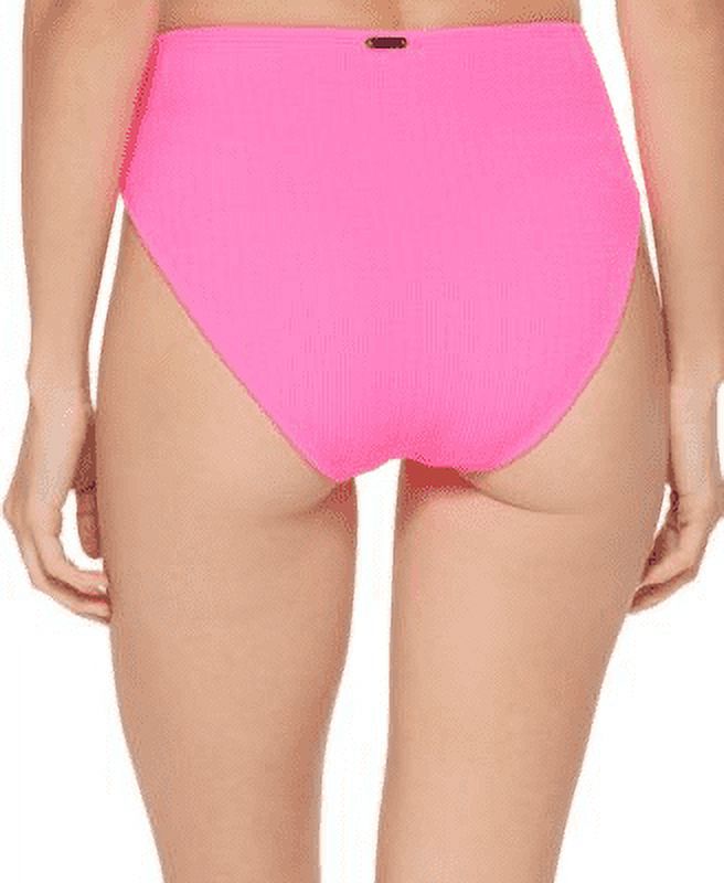 DKNY Women's Textured High Waist Bikini Bottom Swimsuit Pink Size XS Pink