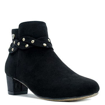 Nine West Girls Dressy Block Heel Ankle Boots Black Size 11