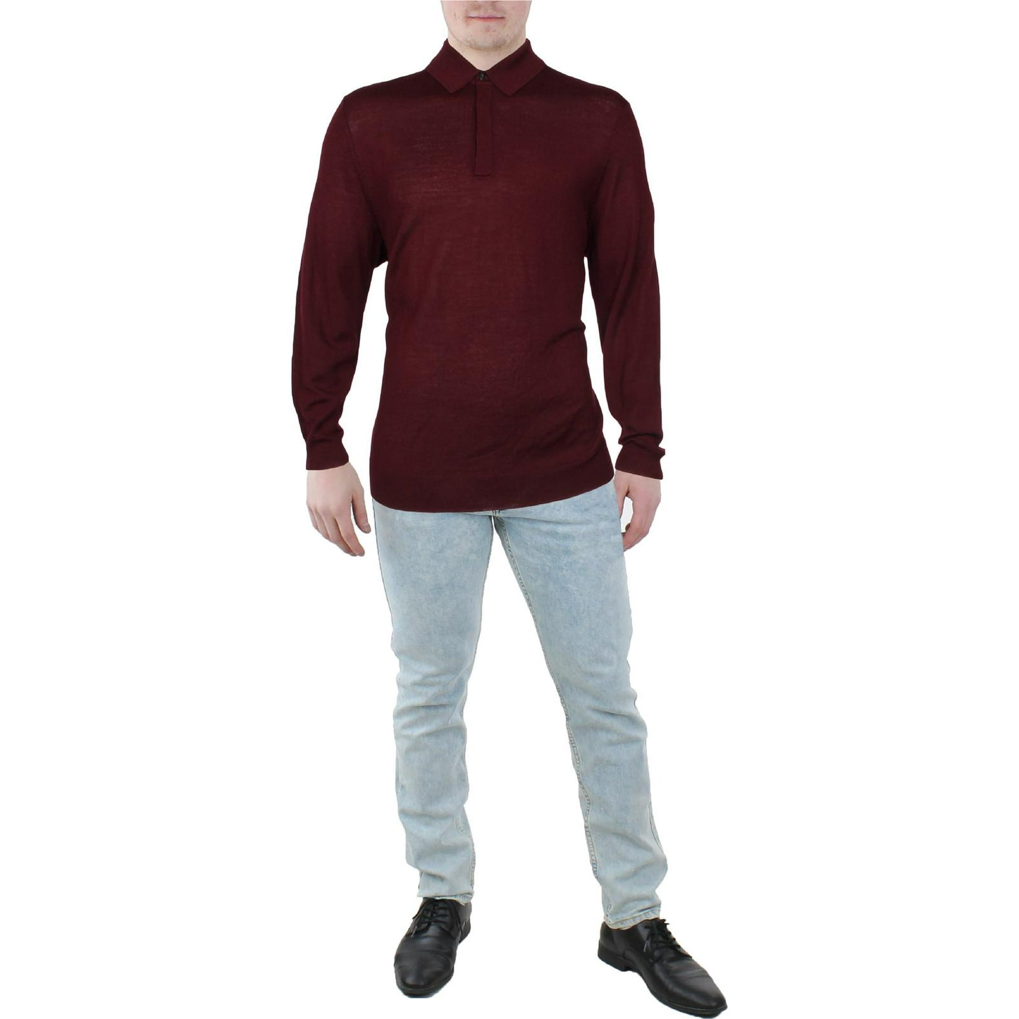 Club Room Mens Merino Wool Blend Polo Pullover Sweater Red Size M