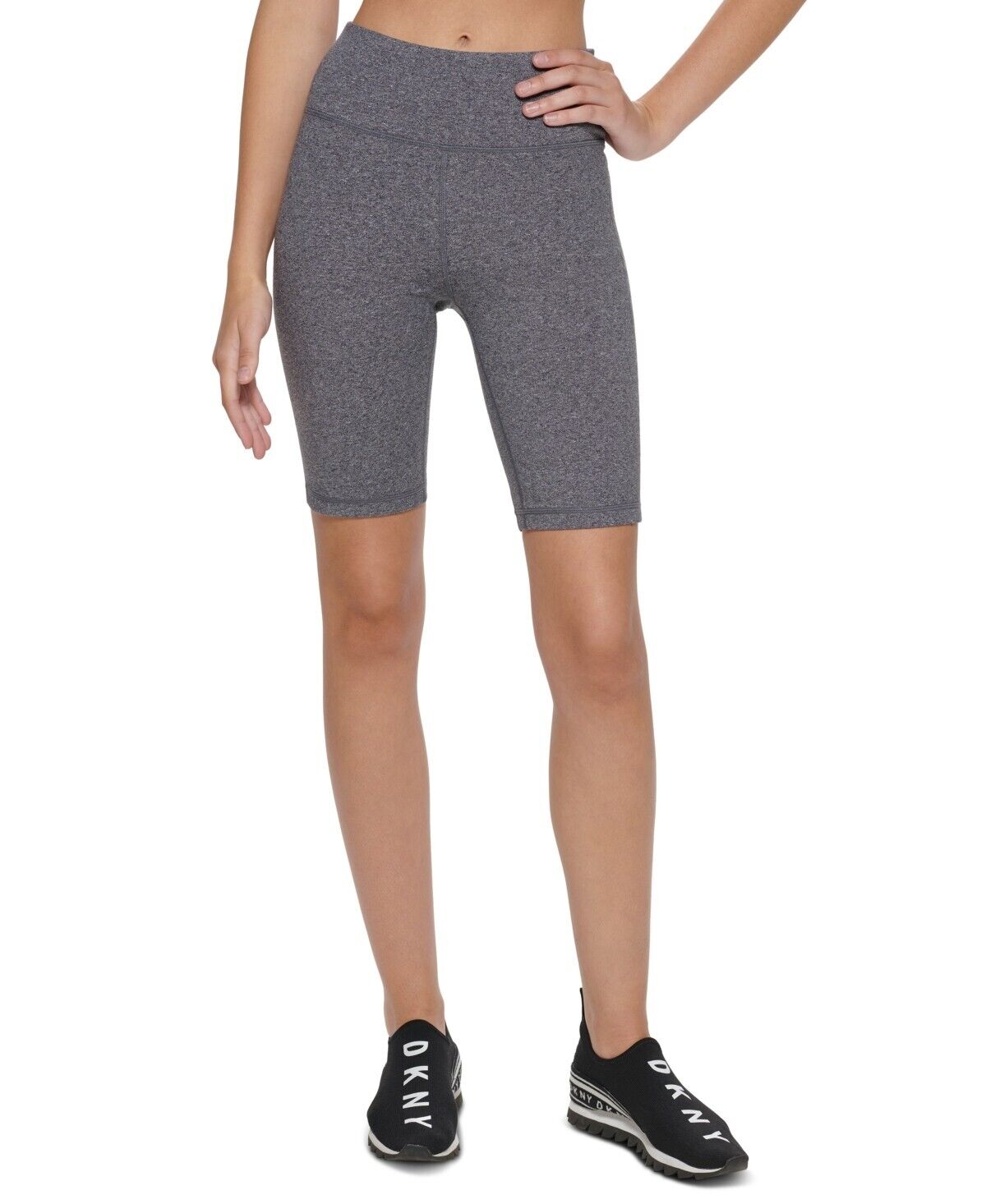 DKNY Womens Heathered Biker Shorts Heather Gray Size M MSRP $40