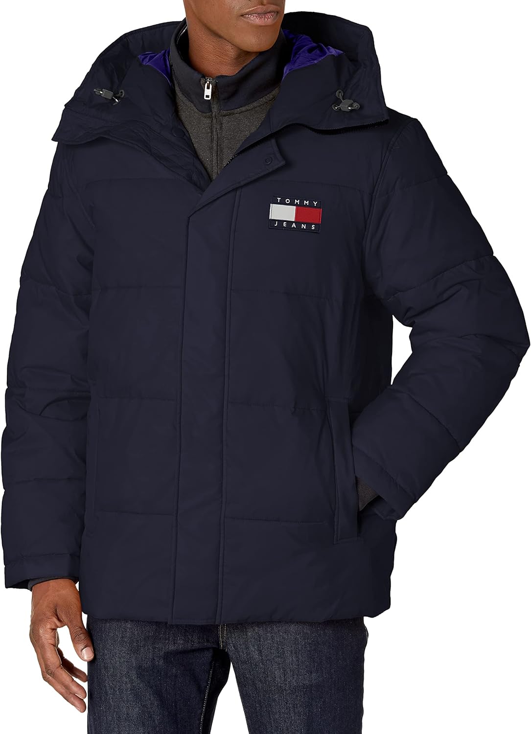 Tommy Hilfiger mens Tommy Jeans Badge Puffer Jacket, Sky Captain, Large