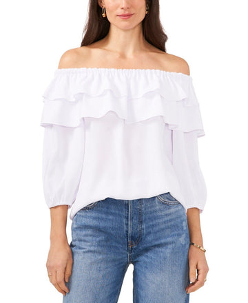 Vince Camuto Women's Ruffled Off-The-Shoulder Blouse White Size XS $89