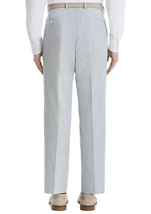 Lauren Ralph Lauren Blue Stripe Cotton Suit Separate Pants Blue White Size 44X30
