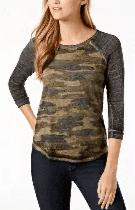 Lucky Brand Womens Camo Basic T-Shirt, Green, Size L