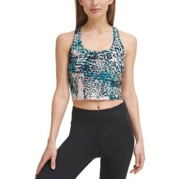 Calvin Klein Womens Printed Racerback Cropped Tank Top green Size M MSRP $50