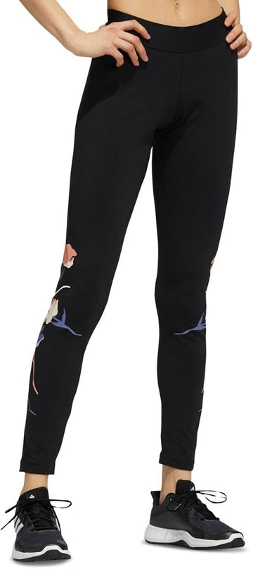 adidas Women's Floral Leggings Black Size S MSRP SALE $45