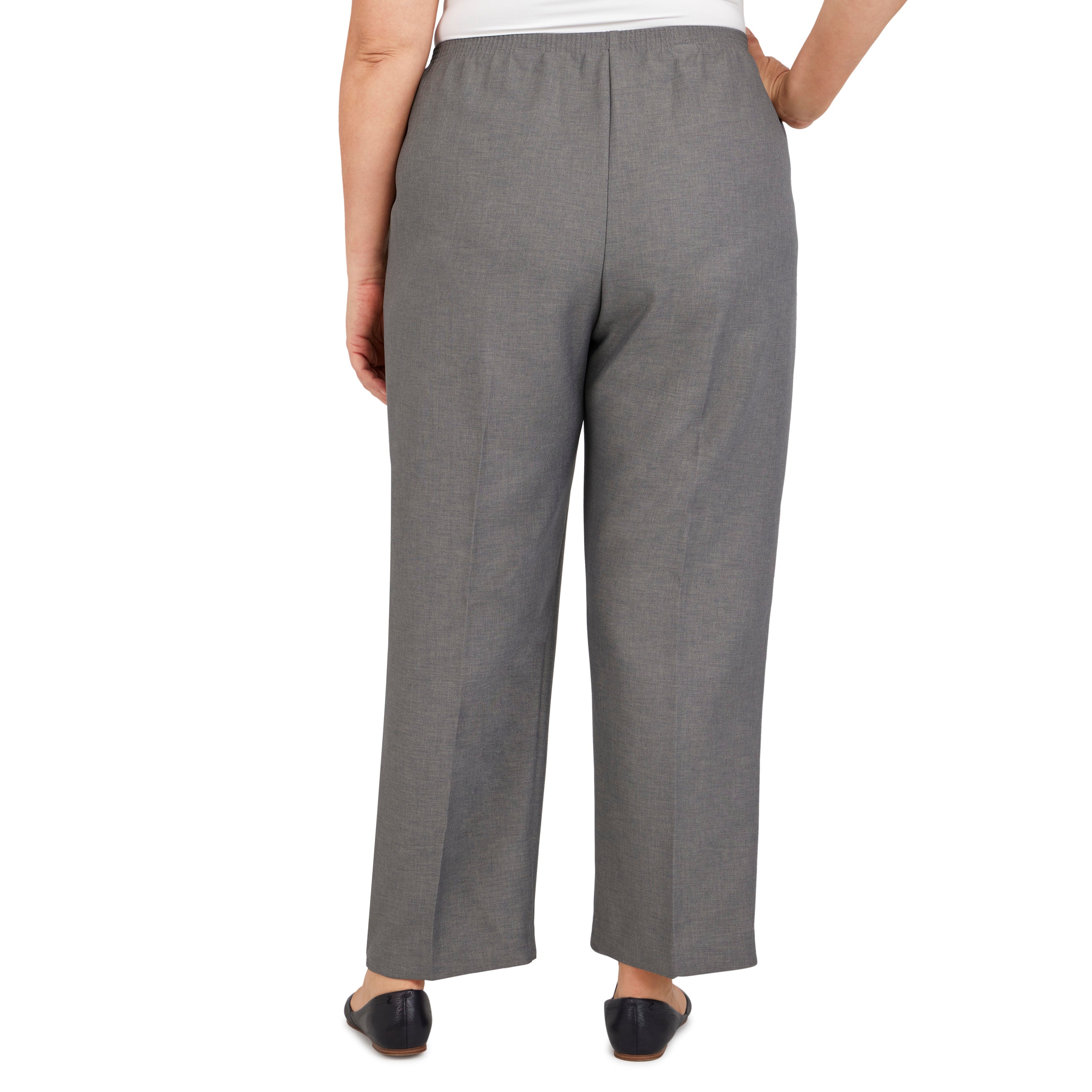 Alfred Dunner Women's Solid Elastic Waist Pants Plus Size 20 Grey