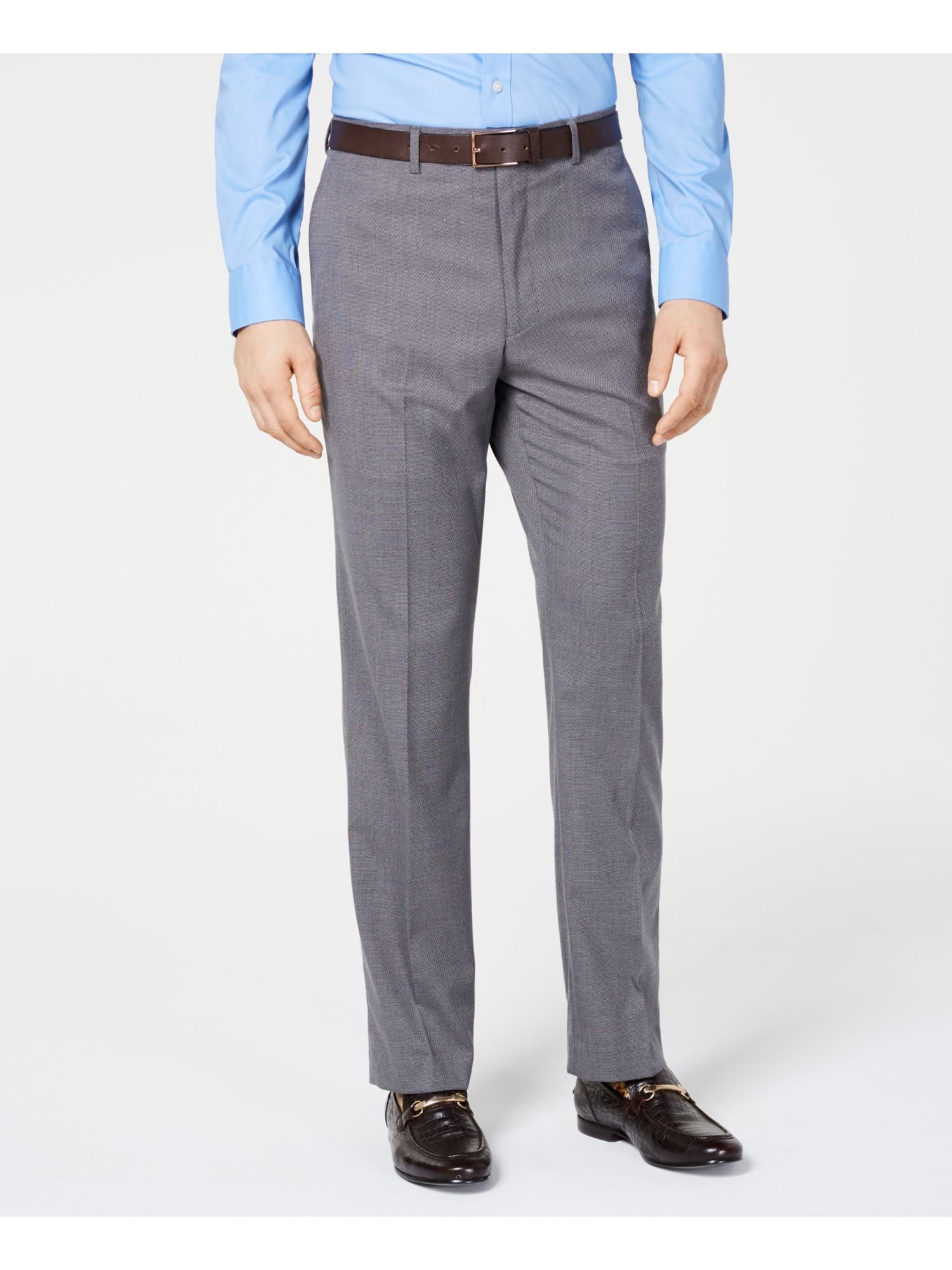 VINCE CAMUTO Mens Gray Flat Front Patterned Slim Fit Stretch Pants 40W X 32L