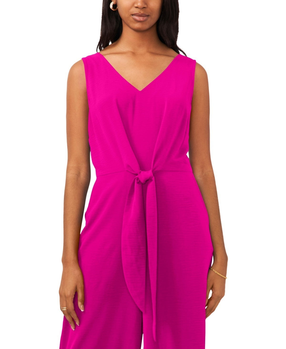 Vince Camuto Women's Sleeveless V-Neck Tie-Waist Jumpsuit Pink Size S MSRP $109
