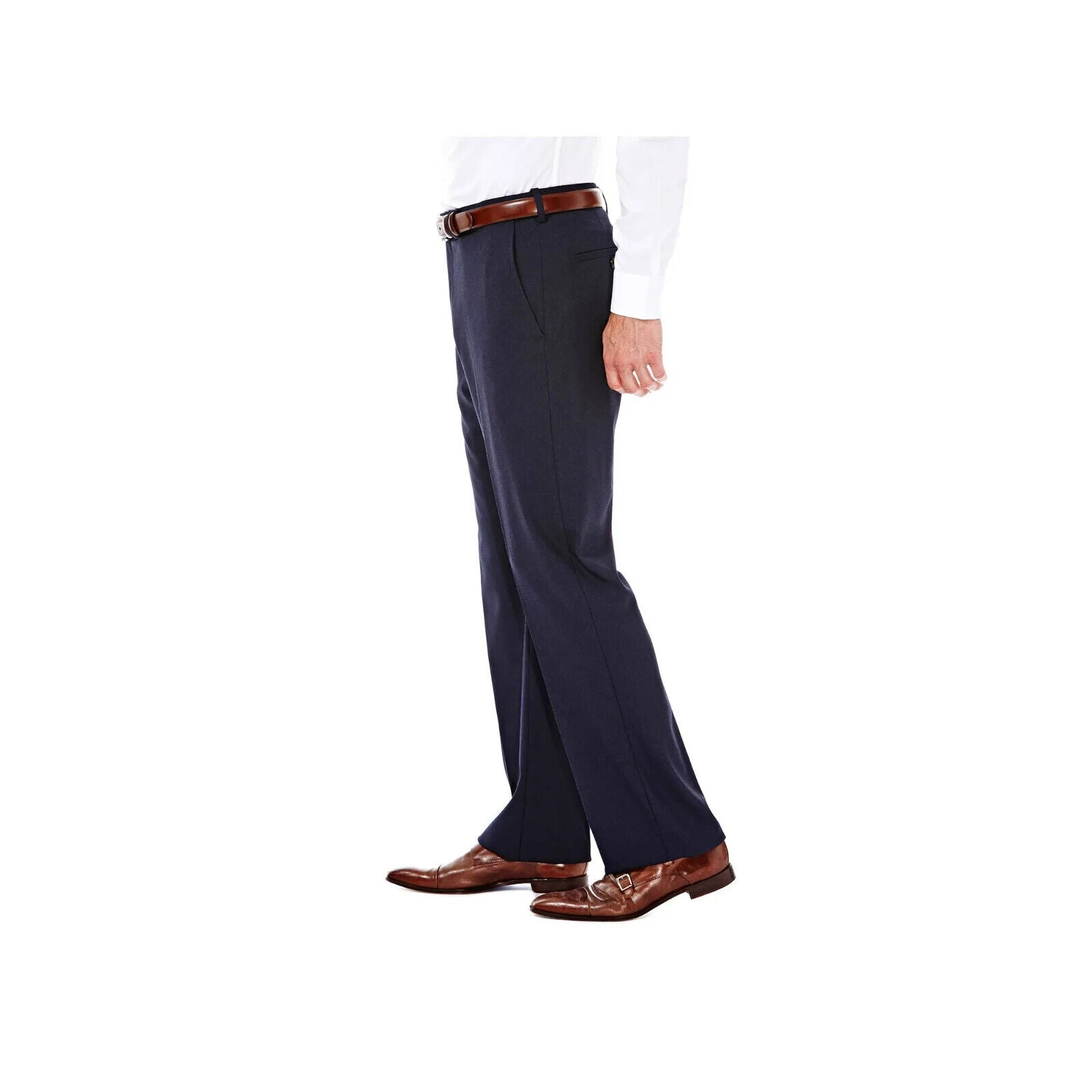 J.m. Haggar Men's Regular Fit Stretch Sharkskin Suit Pants Navy Size 34X30 $100