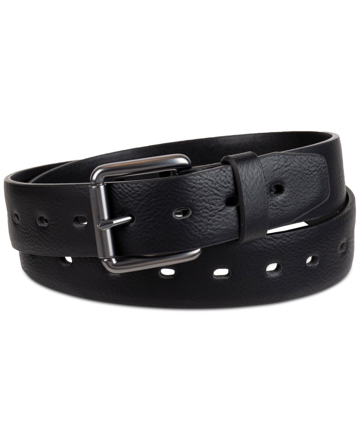 Levi's Men's Faux-Leather Perforated Stretch Belt Black Size S (30-32) MSRP $50