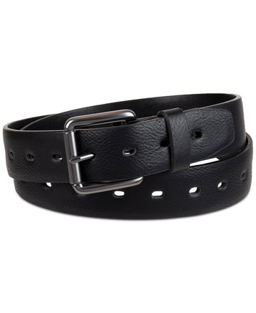 Levi's Men's Faux-Leather Perforated Stretch Belt Black Size S (30-32) MSRP $50