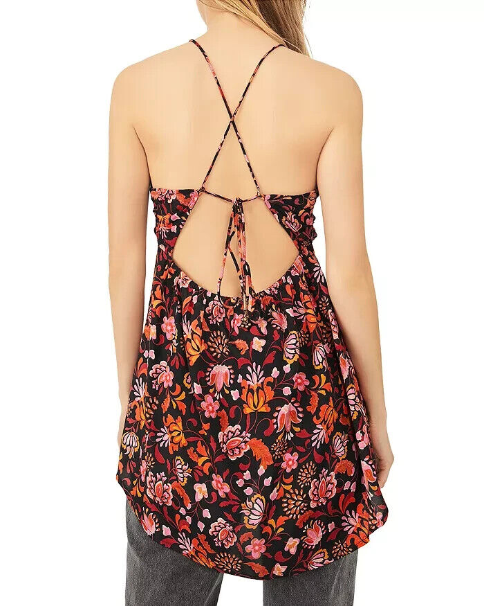 Free People Pixie Cross Back Tunic Top in Dark Combo Size M Pink MSRP $108