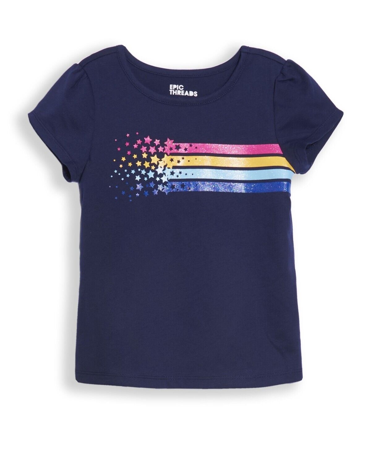 Epic Threads Little Girls Graphic T-shirt Navy Blue Size 5