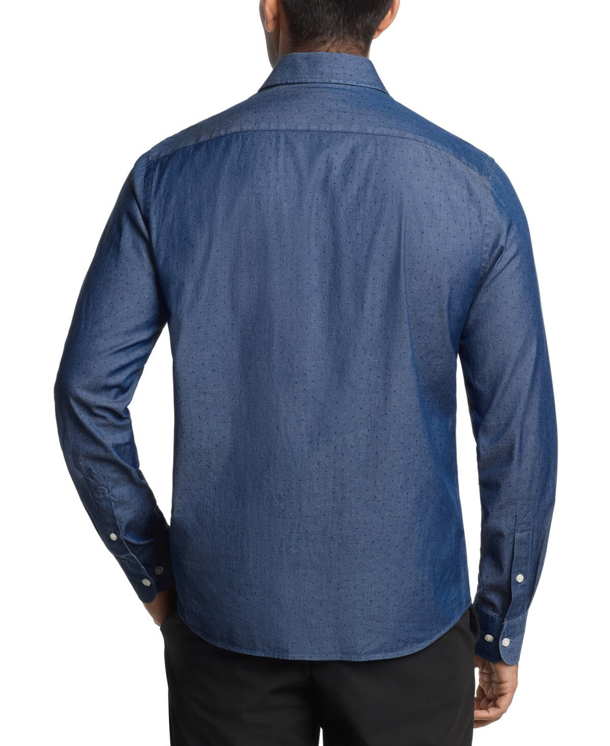 Tommy Hilfiger TH Flex Stretch Dress Shirt Size 13-13.5 34/35 Blue MSRP $90