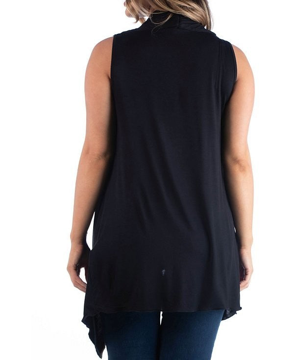 24seven Comfort Plus Size 1X Asymmetric Open Front Cardigan Sweater Black $50