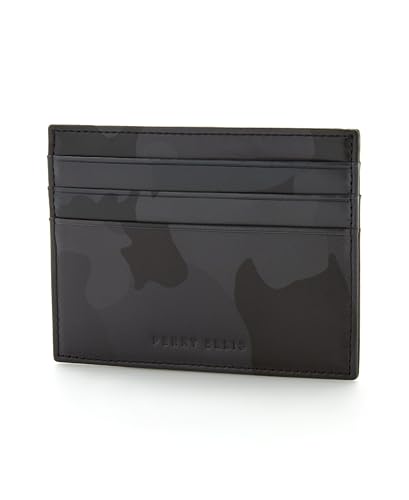 PERRY ELLIS Camo Six-Slot Card Case, 1 Size Black Gray