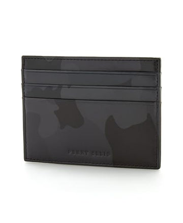 PERRY ELLIS Camo Six-Slot Card Case, 1 Size Black Gray
