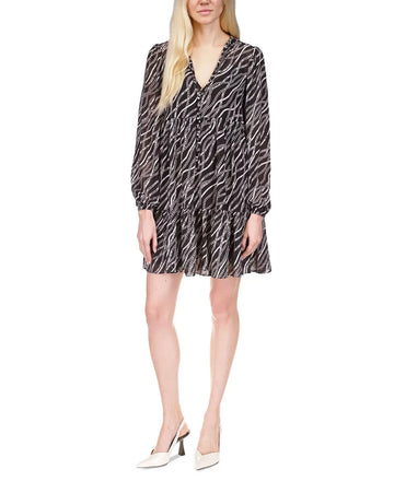 Michael Michael Kors Women's Chain-Print Tenty Dress Black Size S MSRP $275
