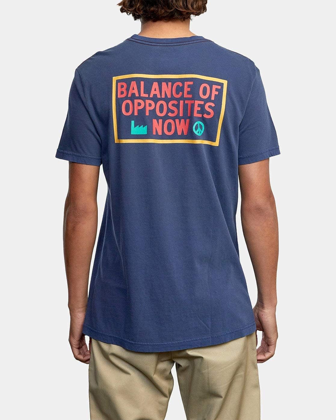 RVCA Men's Balance Now Short Sleeve T Shirt - Moody Blue Small
