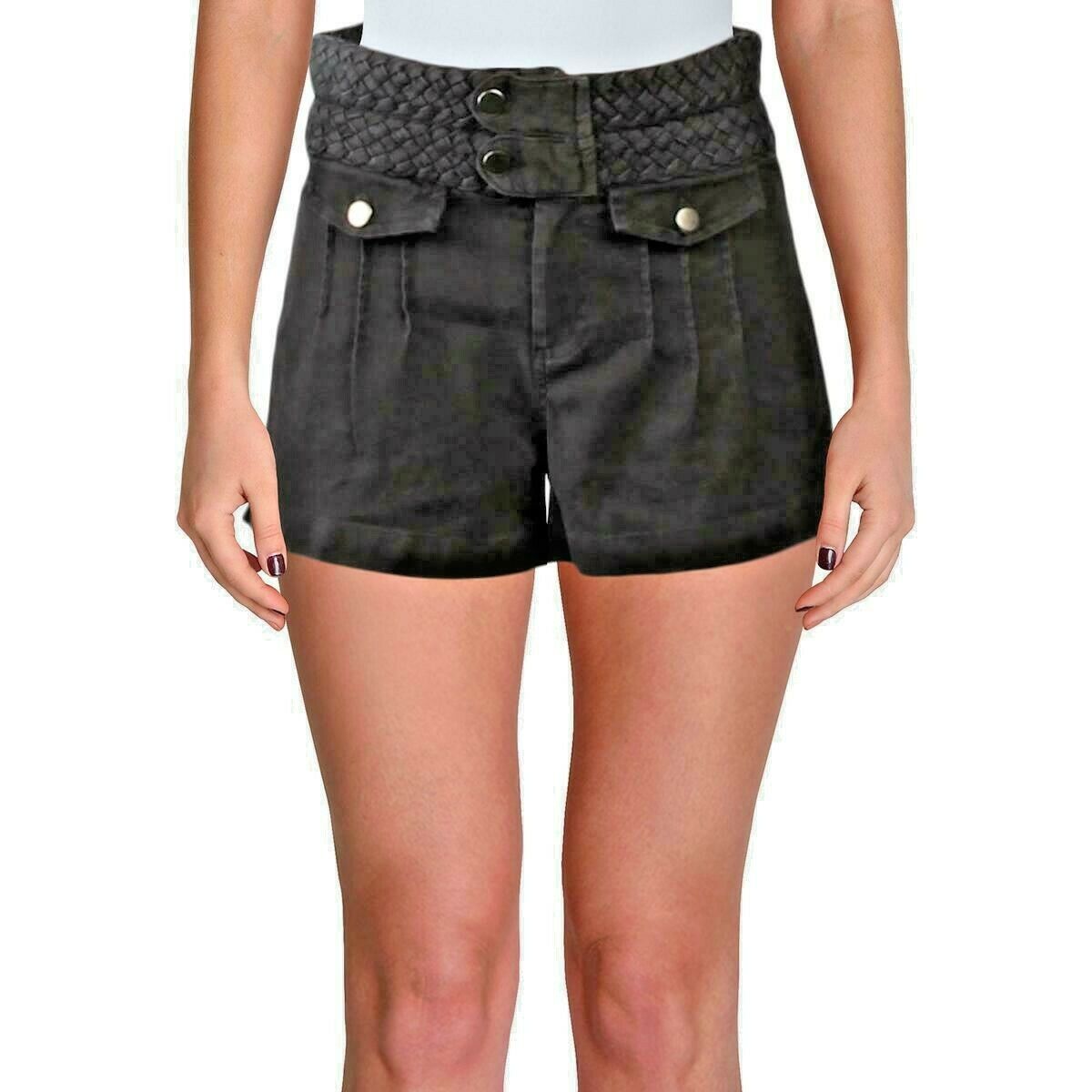 Chaser Womens Belted Faded Shorts Black Size S MSRP $86