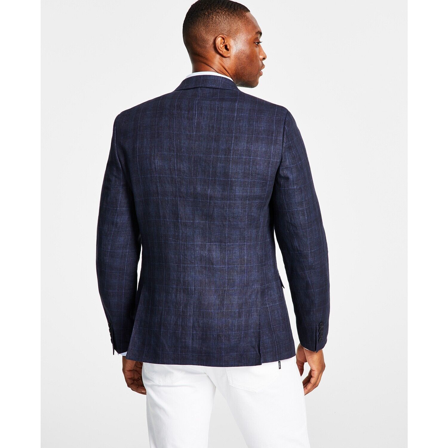 Bar III Men's Navy Windowpane Sport Coat Blazer Size 40L