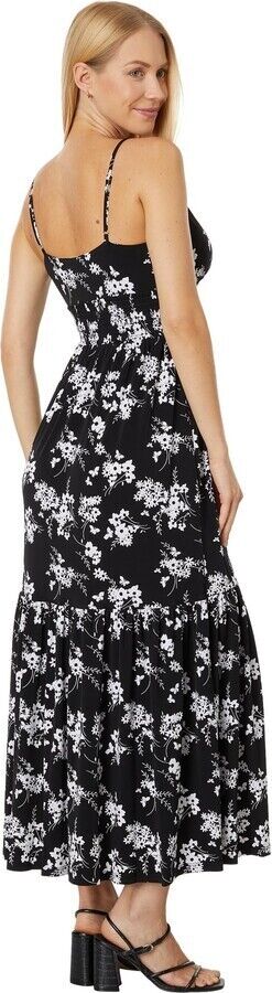 Michael Kors Petite Botanical Printed Maxi Dress Black Size PM MSRP $165