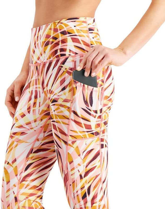 Ideology Women's Performance Printed Cropped Leggings Orange Size XXL