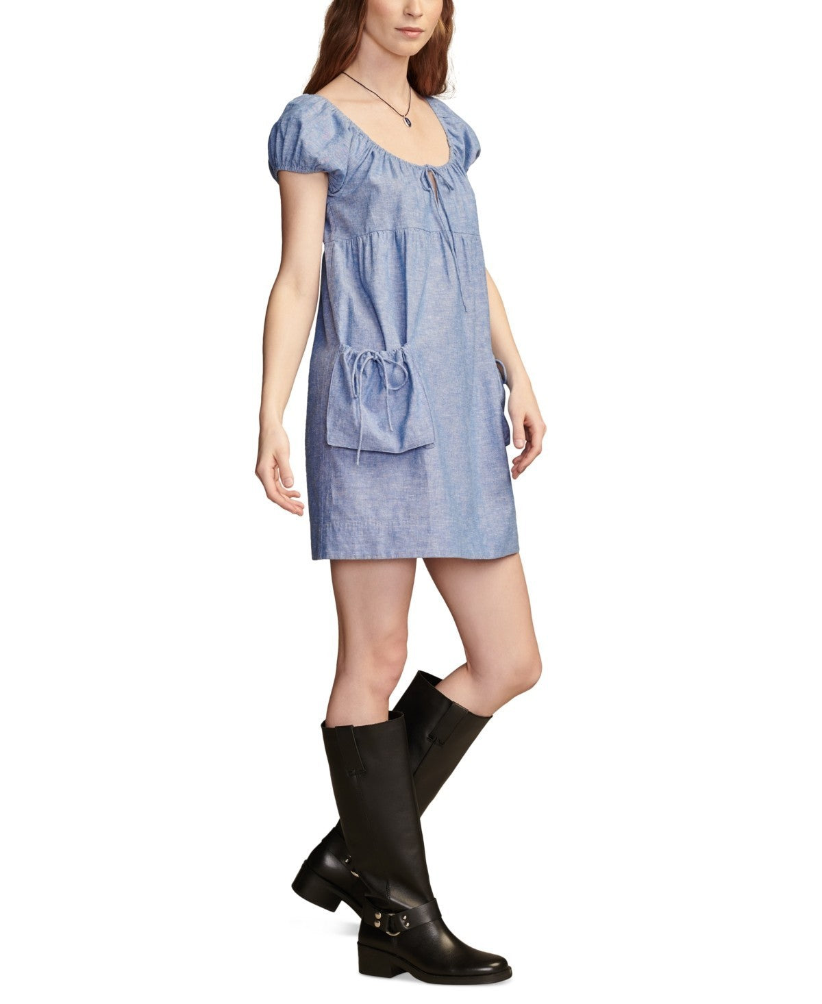 Lucky Brand Women's Market Puff-Sleeve Shift Dress Size XL MSRP $99 Blue