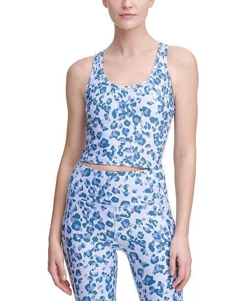 Calvin Klein Womens Printed Racerback Cropped Tank Top blue Size XS MSRP $50