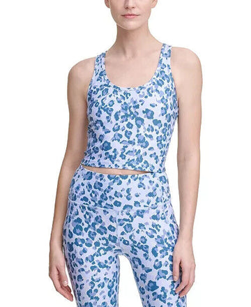 Calvin Klein Womens Printed Racerback Cropped Tank Top blue Size XS MSRP $50